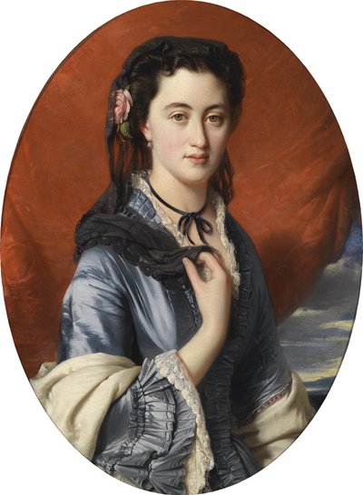 Portrait of a Lady with Roses in Her Hair by workshop of Franz Xaver Winterhalter